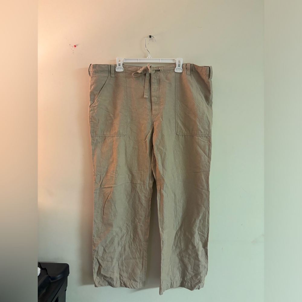Perry Ellis Light Tan Drawstring Waist Chinos
